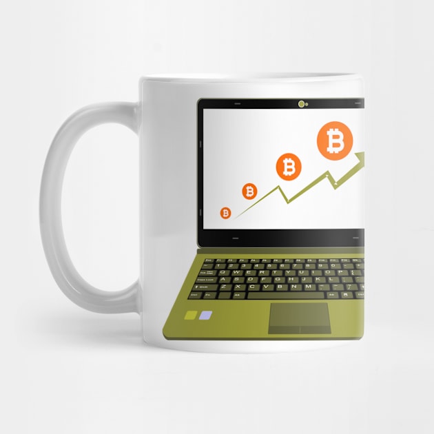 realistic laptop vector illustration display bitcoin assets by asepsarifudin09